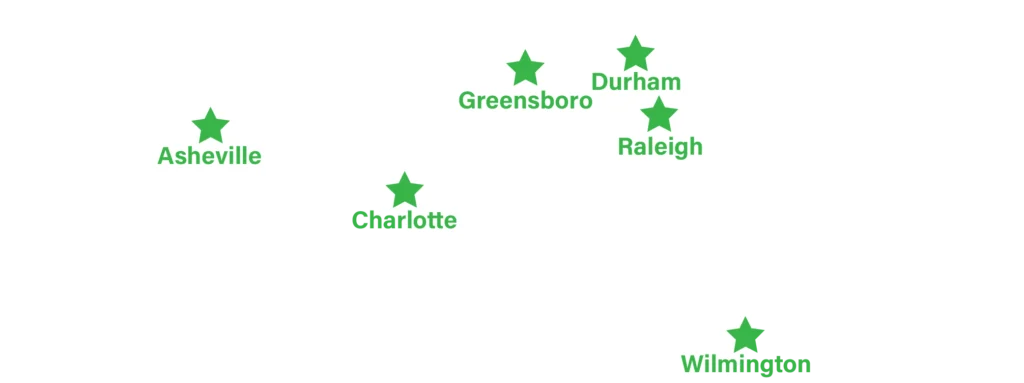 Map of North Carolina cities