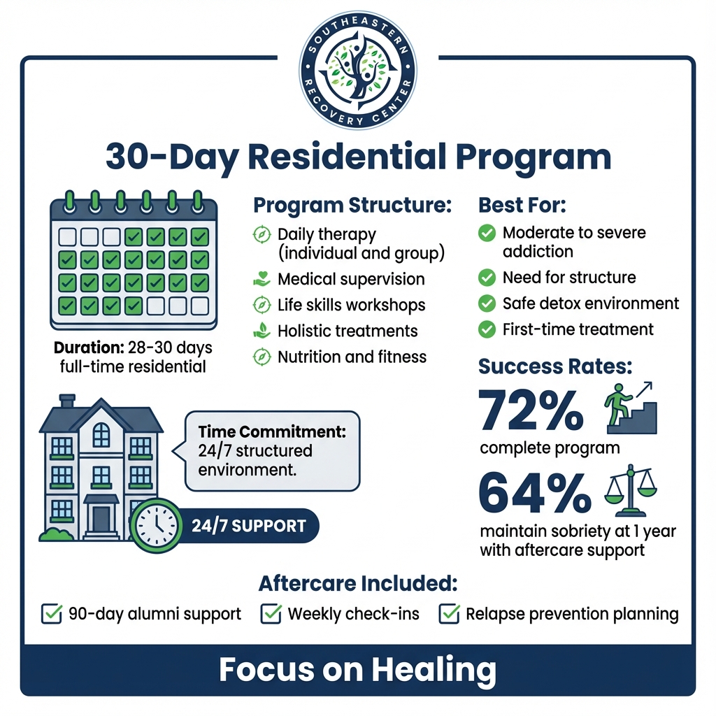 30 day addiction rehab program infographic