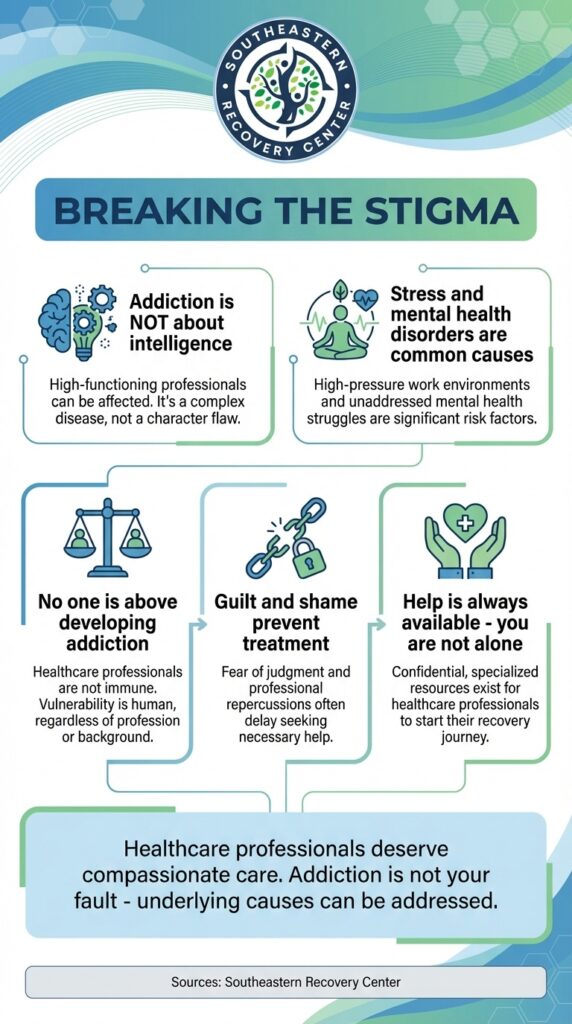breaking the stigma of addiction existing for healthcare clinicians, professionals, and workers (infographic)