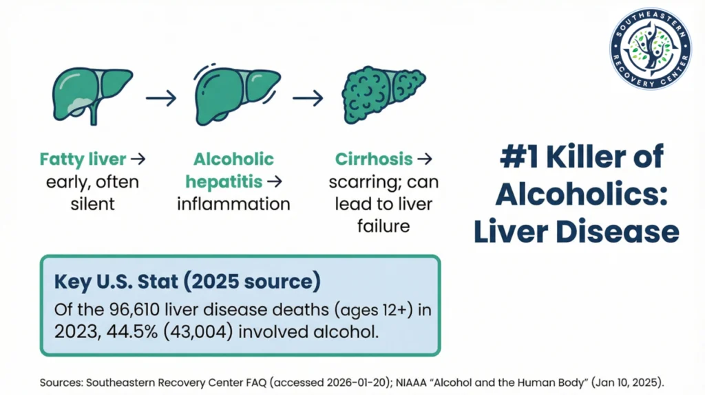 infographic of #1 killer of alcoholic - liver disease
