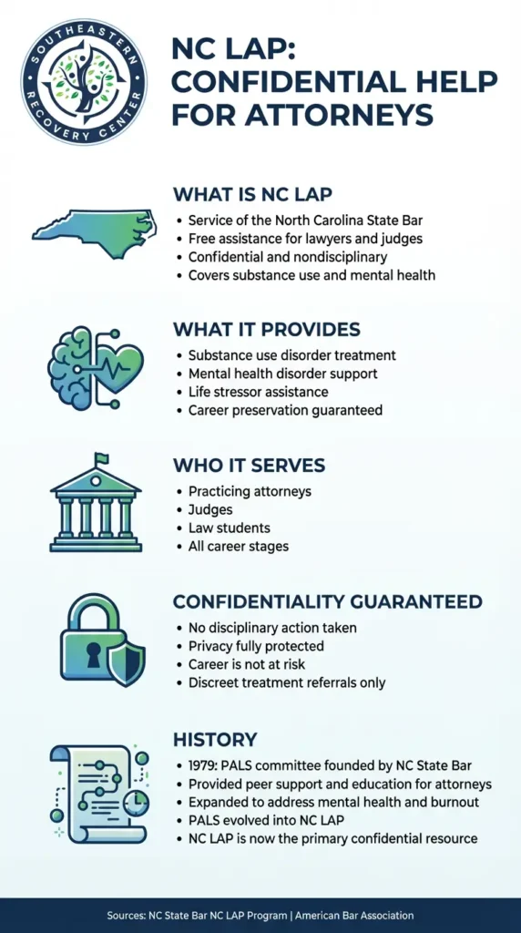 infographic about confidential help for attorneys - NC LAP and PALS information