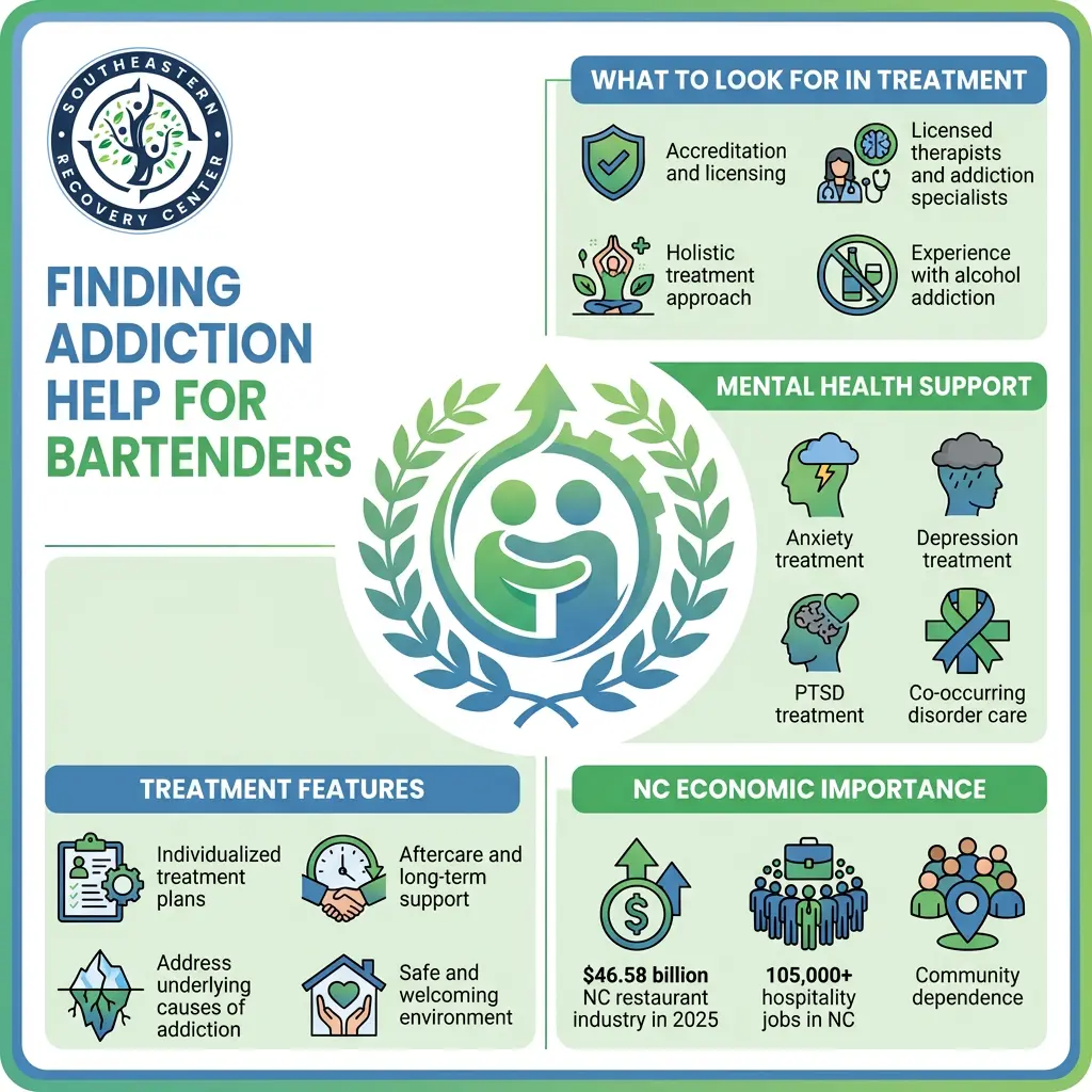 infographic on finding alcohol addiction help for bartenders