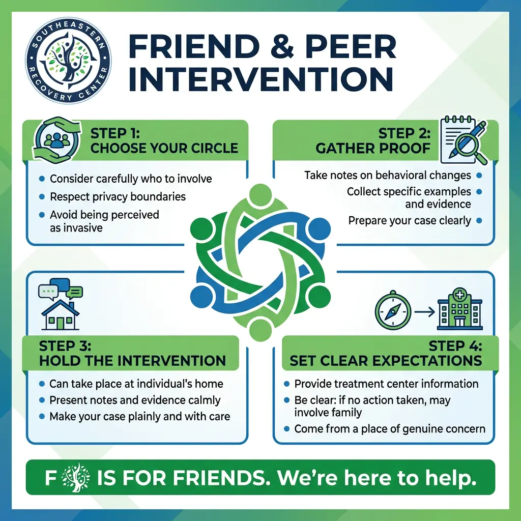 infographic of friend and peer intervention for addiction in Charlotte NC