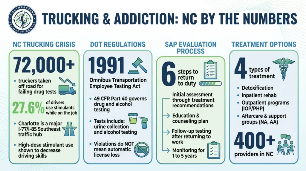 infographic statistics of trucking and addiction in North Carolina