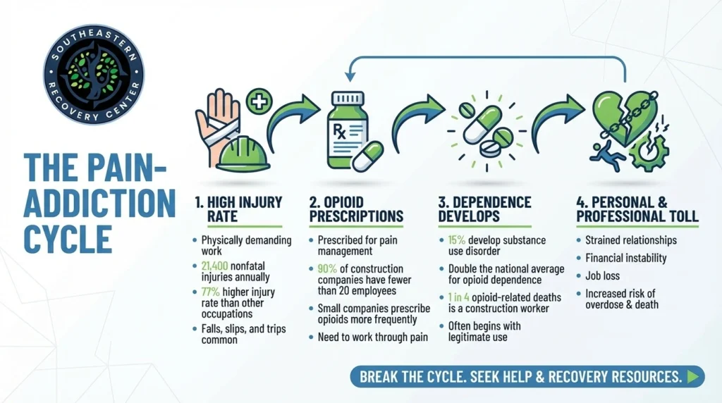 pain addiction cycle specific to construction industry Charlotte