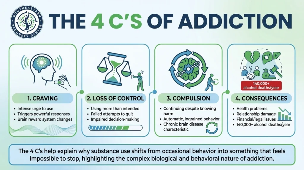 the 4 C's of addiction infographic