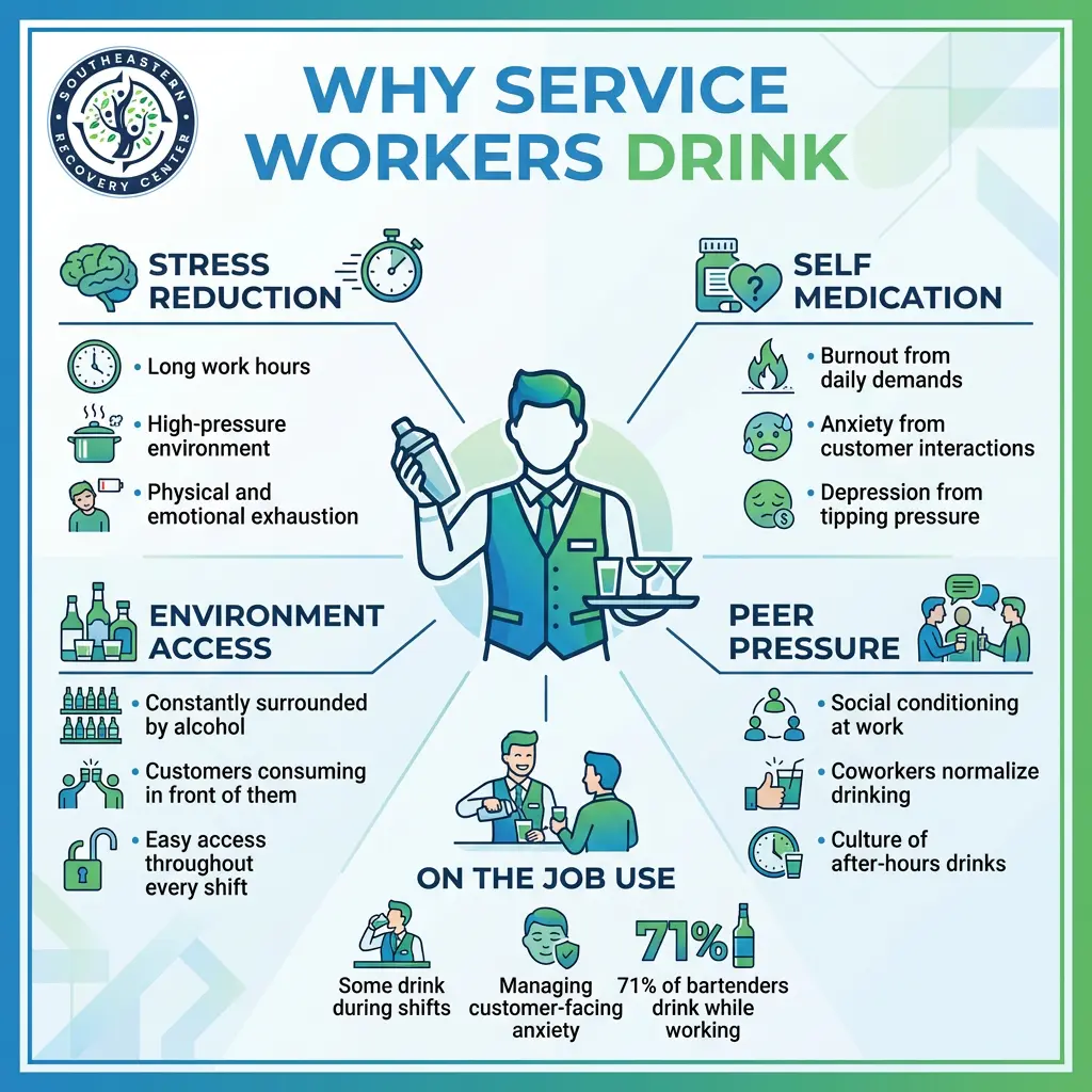 infographic of why service workers drink