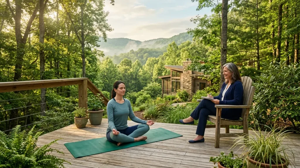 outdoor therapy during benzodiazepine rehab or benzo rehab at Southeastern in Charlotte NC