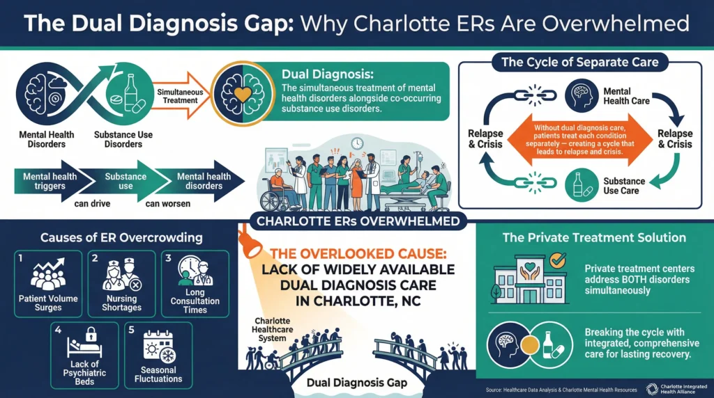 dual diagnosis gap: why Charlotte ERs are overwhelmed infographic